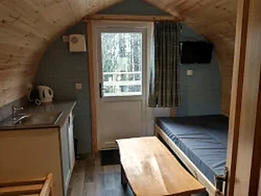 Inside view of the Glamping Deluxe Pod