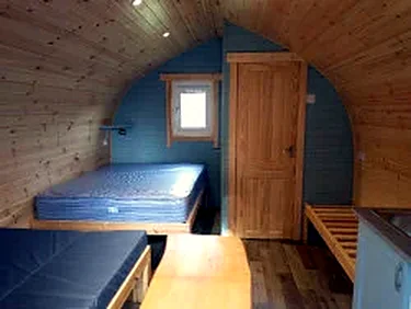 Inside view of the Glamping Deluxe Pod