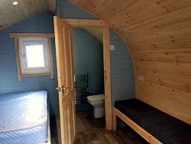 Inside view of the Glamping Deluxe Pod