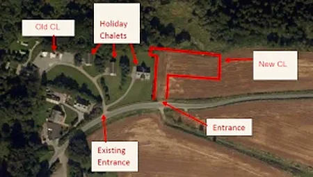 Map of the new CL and its entrance from the existing road